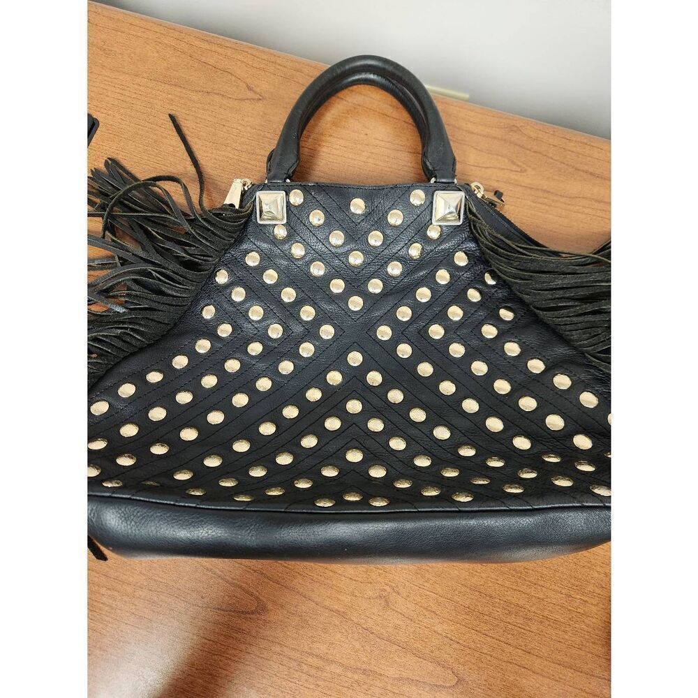 Rebecca Minkoff Black Tassel and Gold Grommet Handbag - Picture 9 of 10